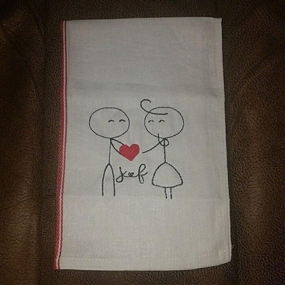 Valentine J&F embroidered kitchen towel NEW